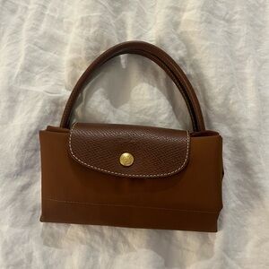 Longchamp tan/brown bag le pliage in original small size handbag
